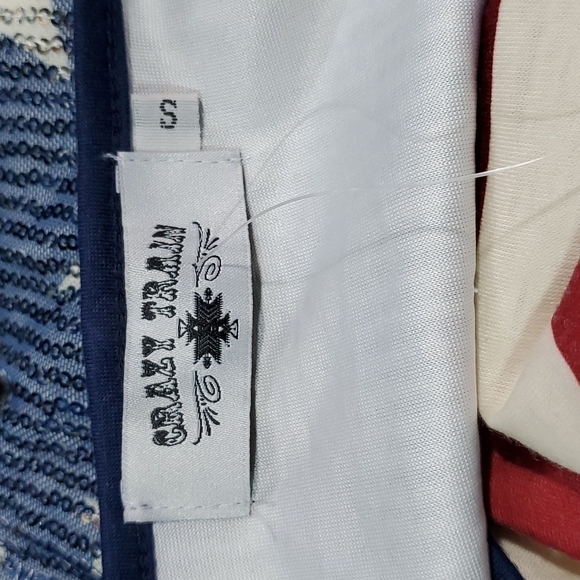 NWOT Crazy Train patriotic Sparkle Spangled bling sequin Tank top sz Small - Med - Picture 7 of 9